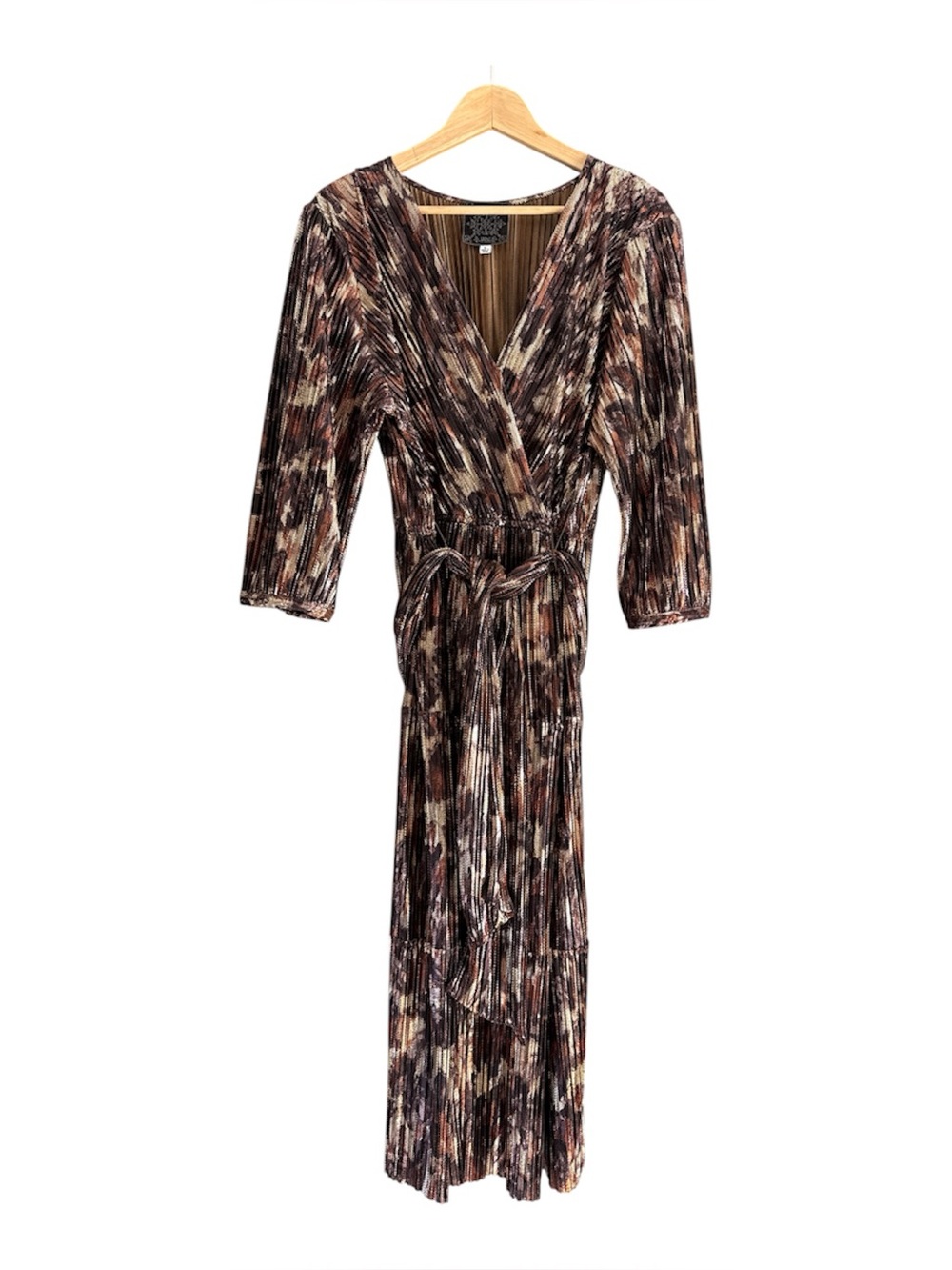 Johnny Was “Jade” Wrap Midi Dress in Brown Multi - XL